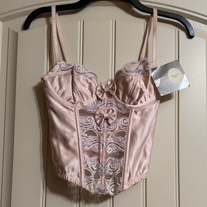 Rare Authentic Vintage Christian Dior Elegant Pink Lace Bustier
